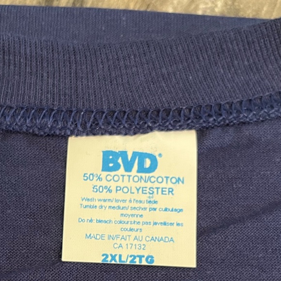 Vintage 90s BVD Pocket Strong T-Shirt 2XL Green Navy Blue NOS Tee - Picture 7 of 10